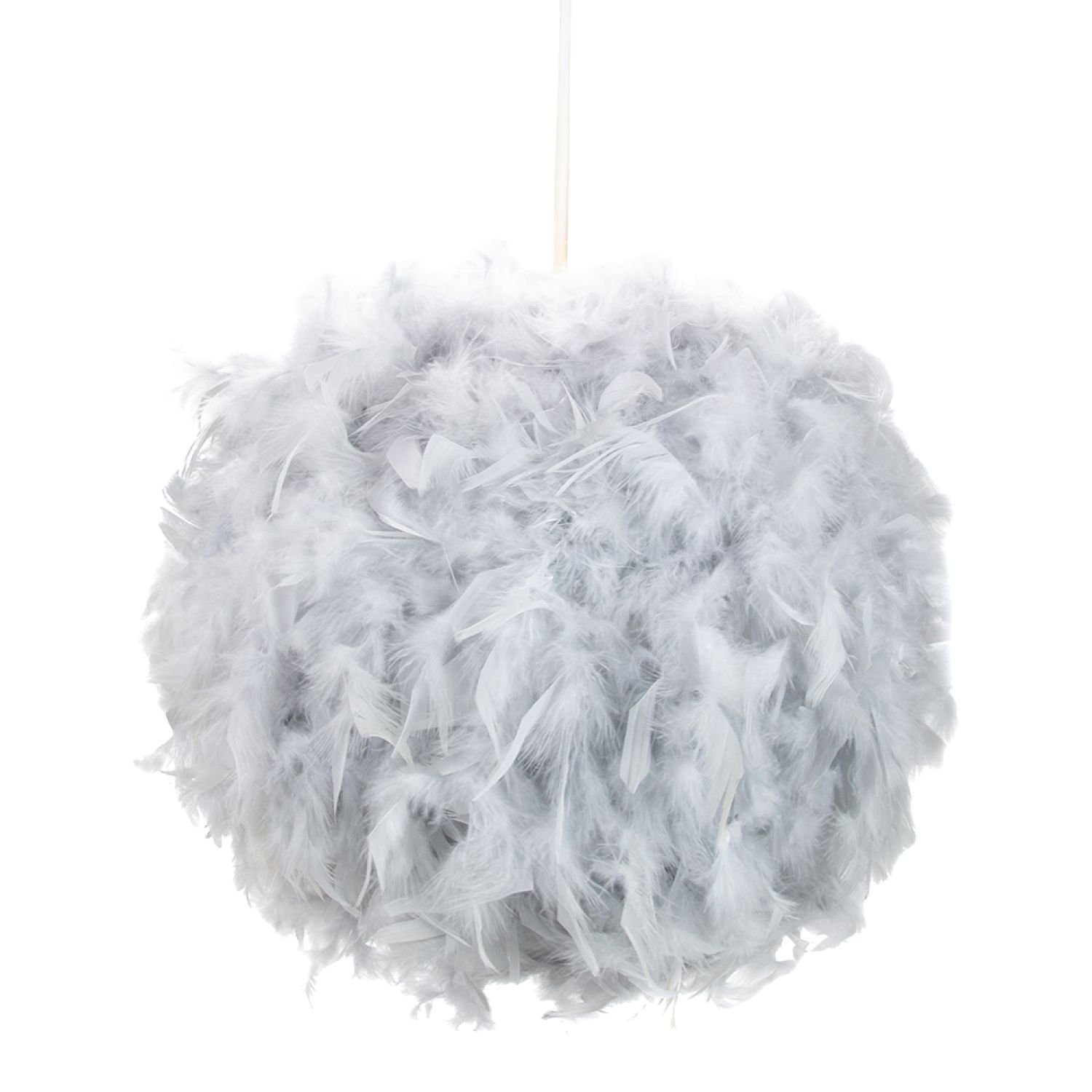 Happy Homewares Grey Genuine Feather Decorated Pendant Shade - 25cm