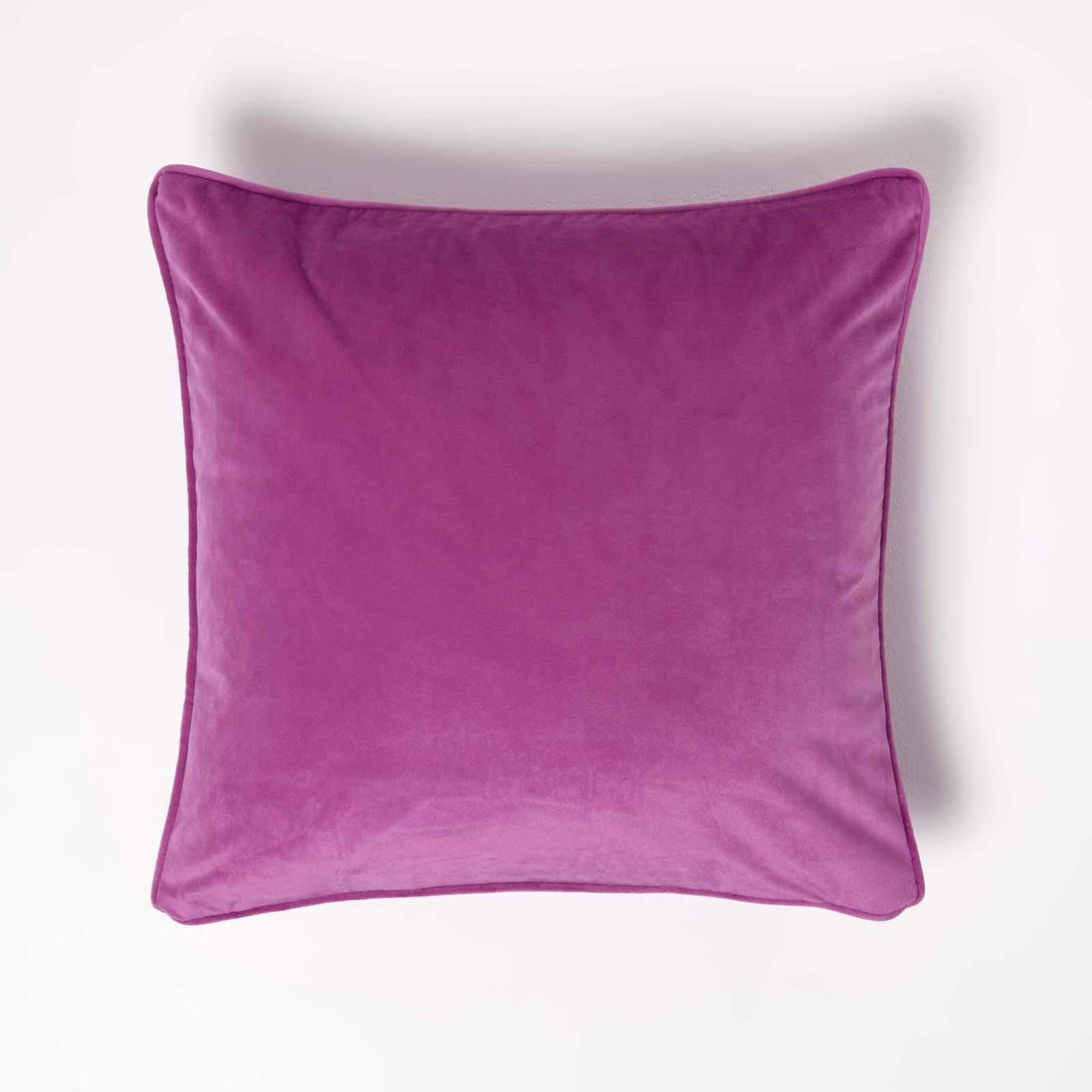 Homescapes Hot Pink Velvet Piped Edge Filled Cushion - 46 x 46 cm