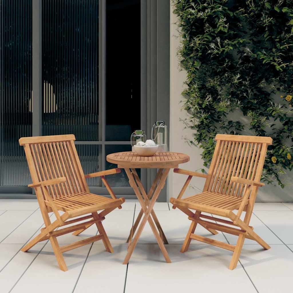 Walplus 3 Piece Wood Folding Garden Dining Set - Brown - 60 x 75 cm