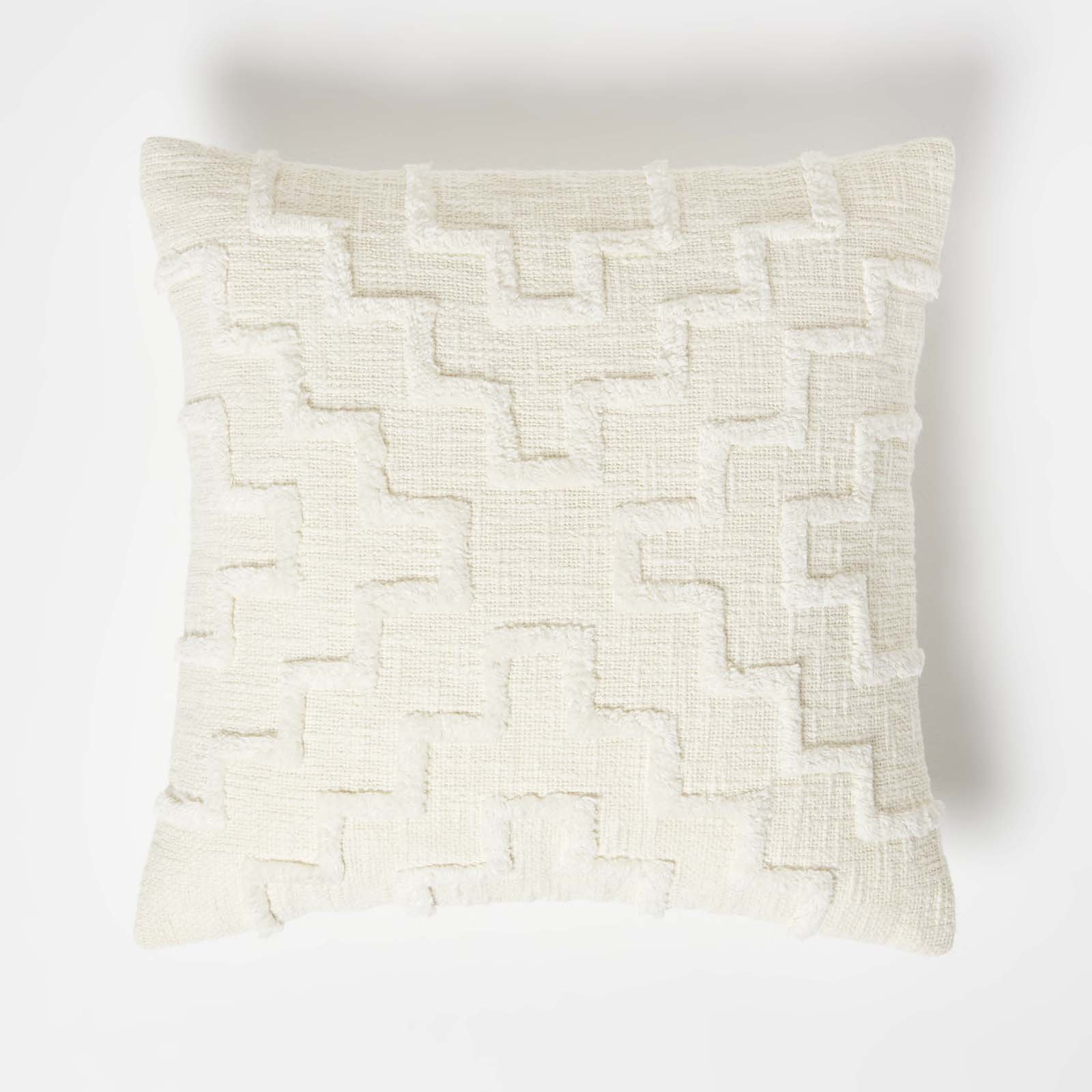 Homescapes Natural Geometric Tufted Cotton Cushion - 45 x 45 cm