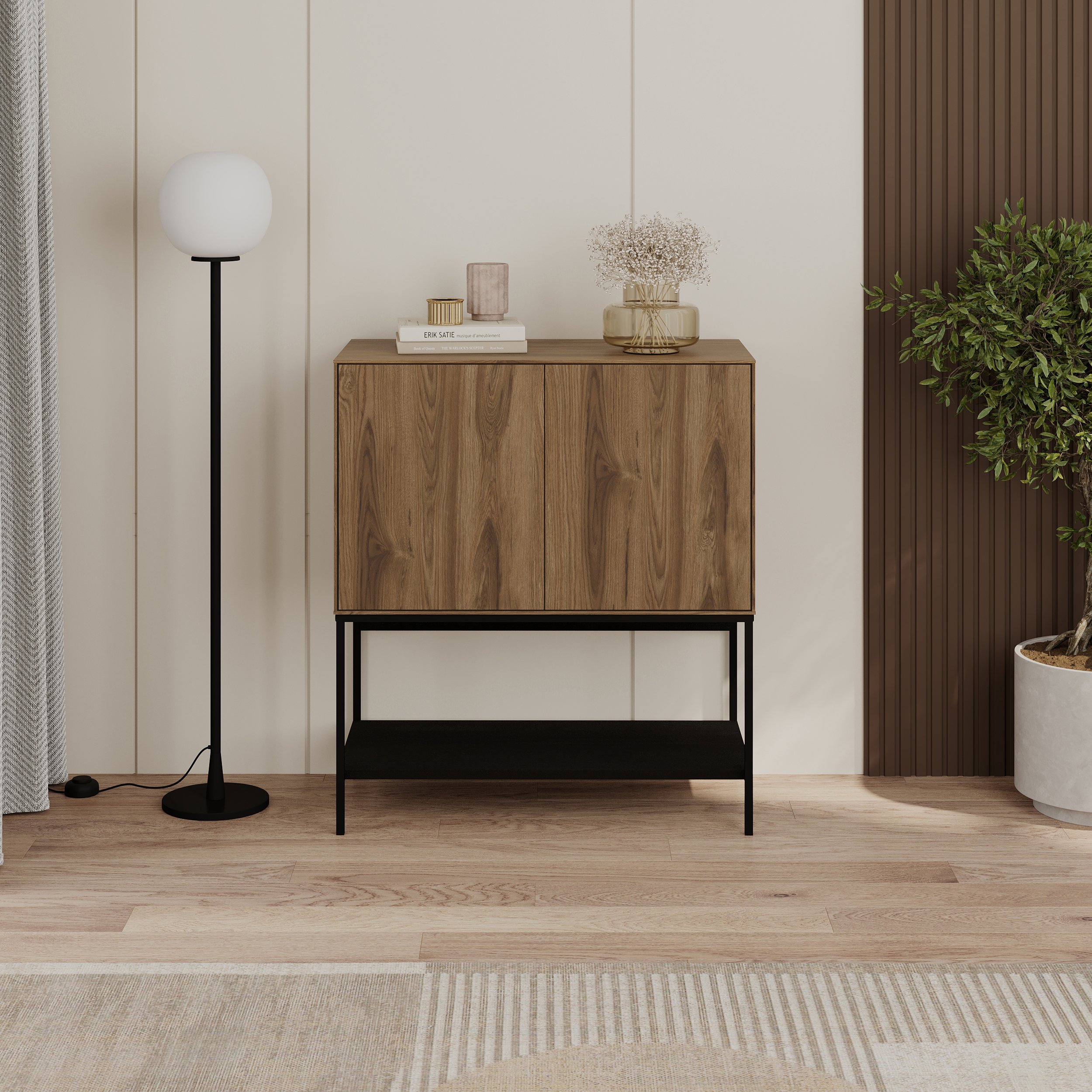 Decortie Amira 2 Door Console Cabinet - Dark Oak