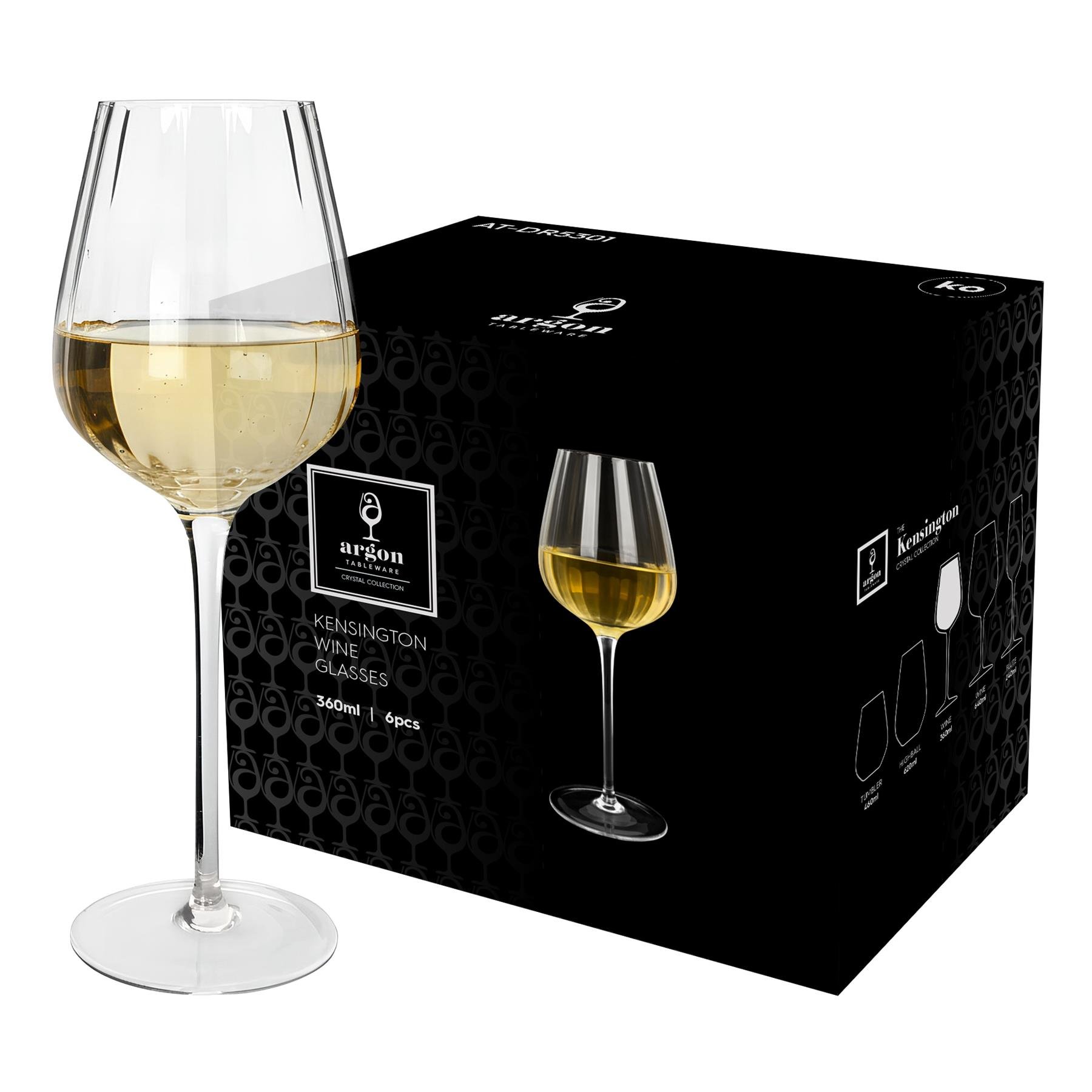 Argon Tableware Kensington Optic Crystal White Wine Glasses  - Pack of 24