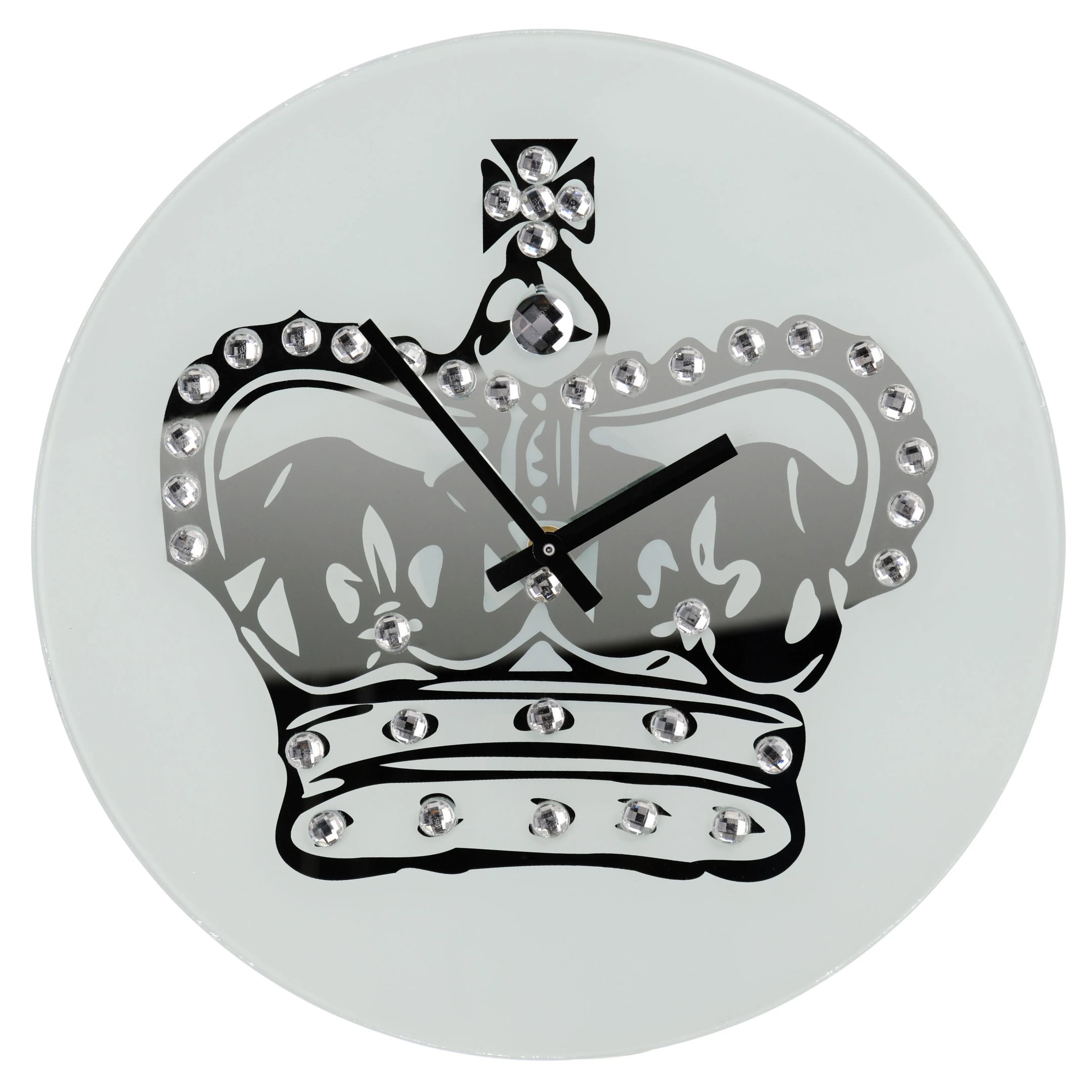Orsina Lizzy 35cm Dia Glass Crown With Diamantes Wall Clock - Assorted