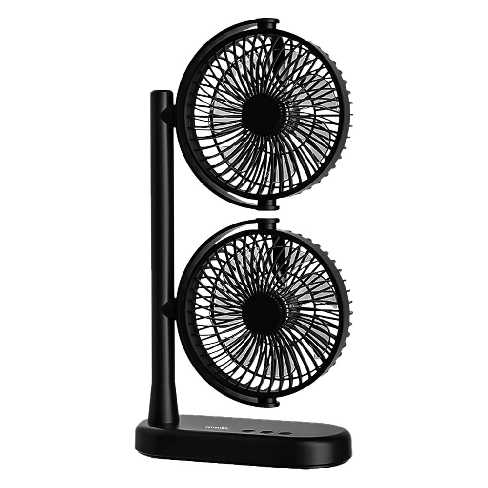 Schallen Double Headed Fan with USB-C Power & Adjustable Speeds - Black