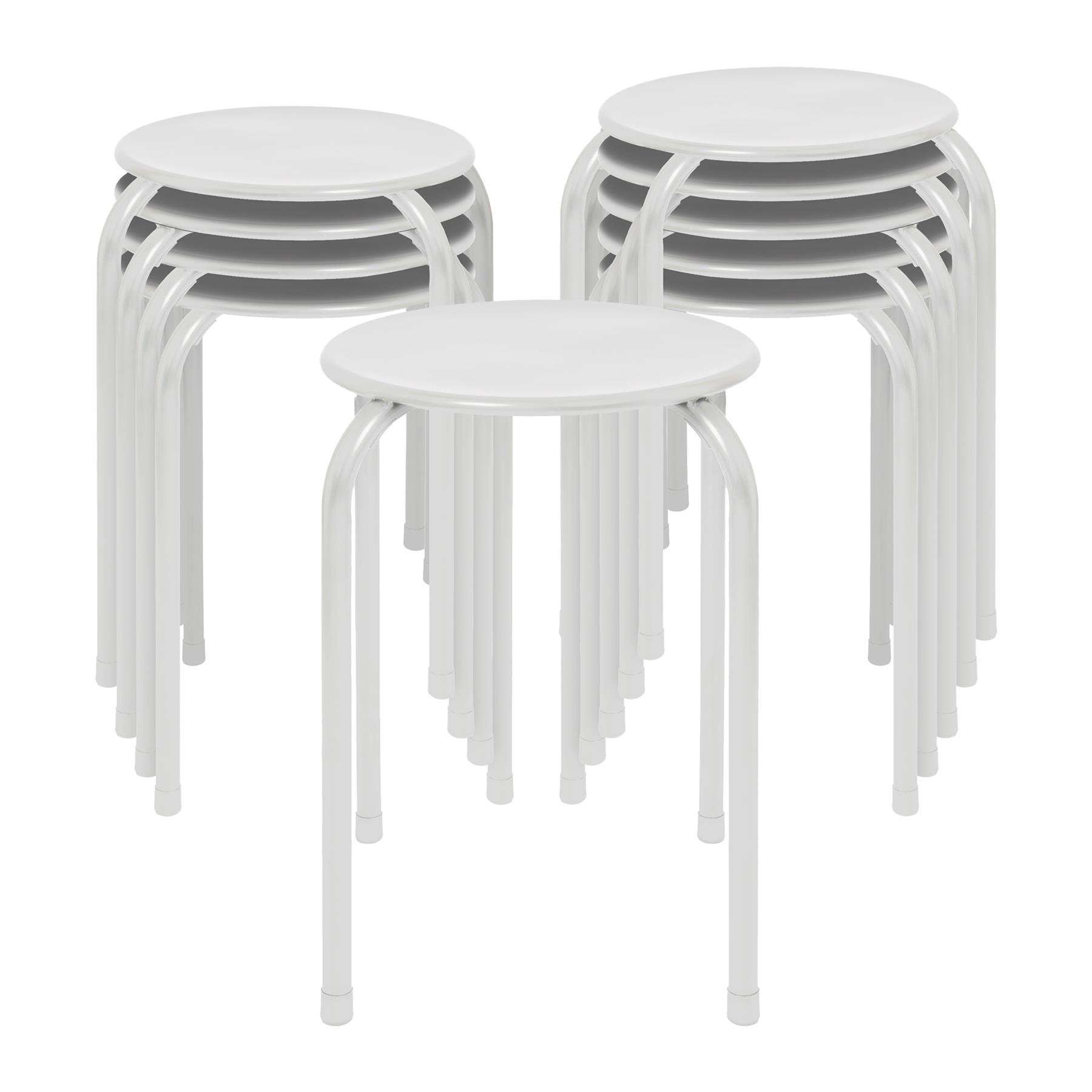 Harbour Housewares Metal Stacking Stools - Matt White - Pack of 10