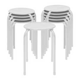 Harbour Housewares Metal Stacking Stools - Matt White - Pack of 10