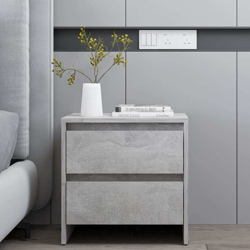 Walplus 2 Drawer Bedside Cabinet - Stone Grey - 45 x 34.5 x 44.5 cm