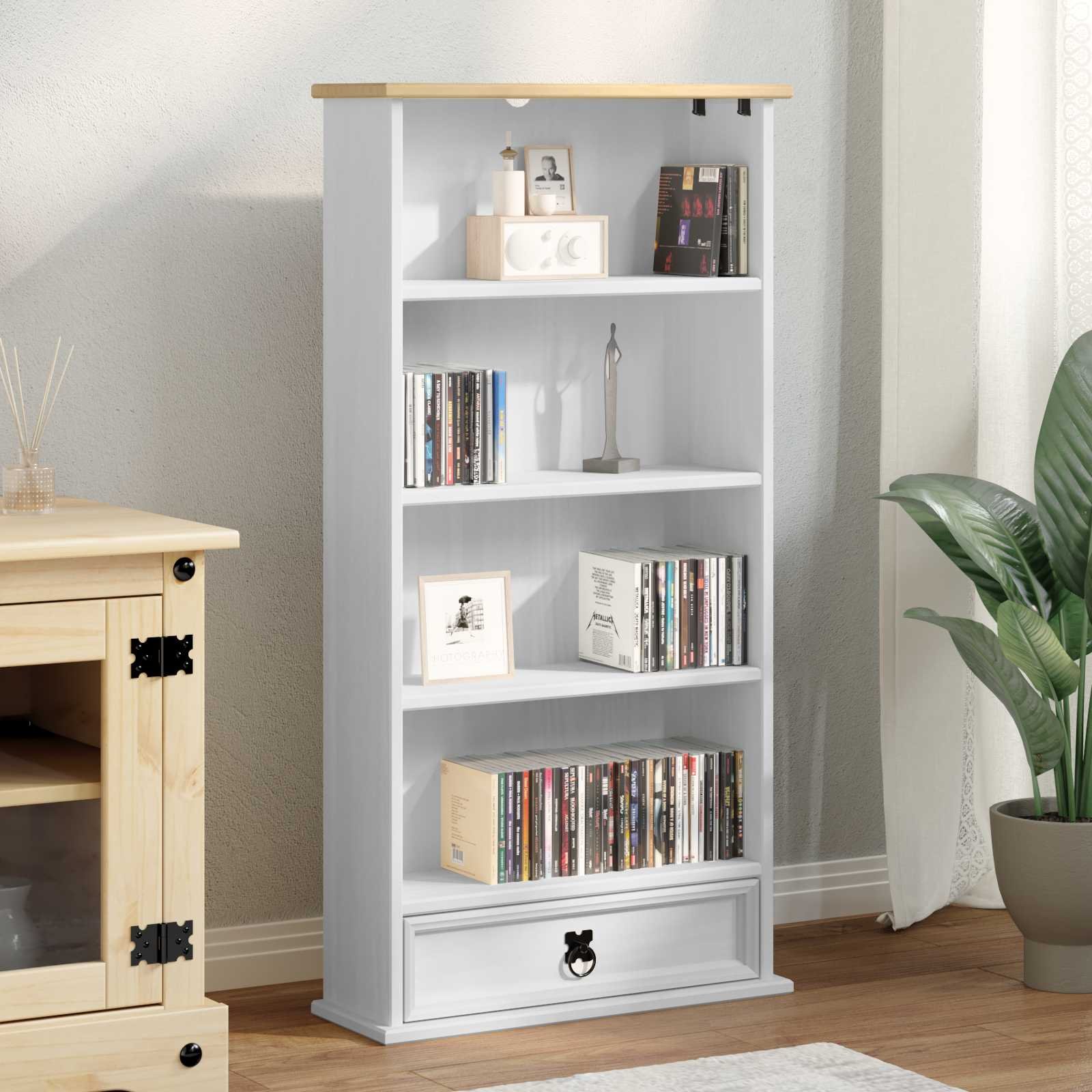Walplus Solid Pine Storage Cabinet - White - 52 x 17.5 x 103 cm