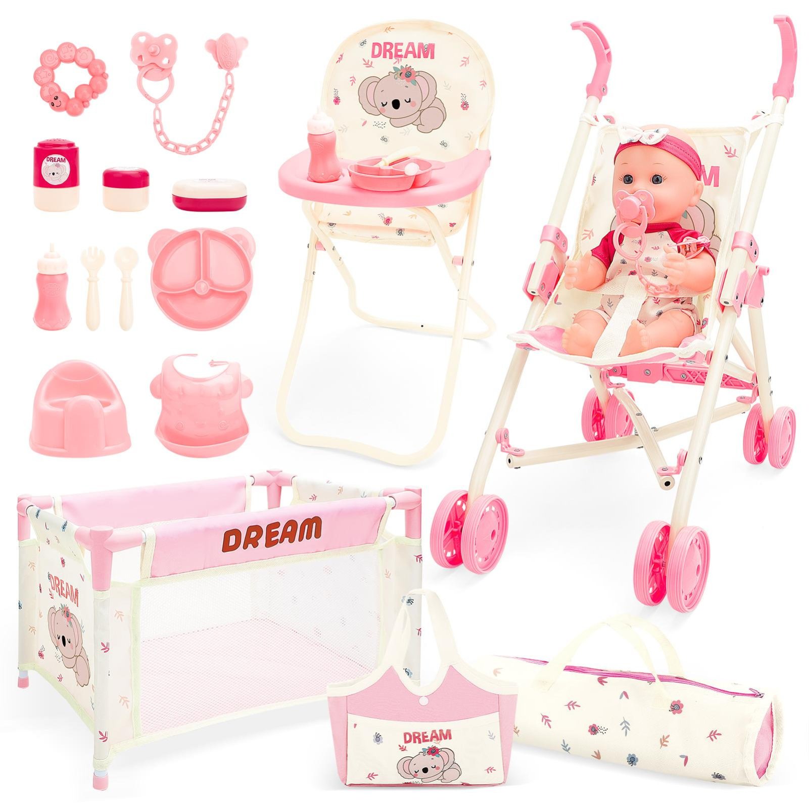 deAO Baby Doll Care Playset - Pink
