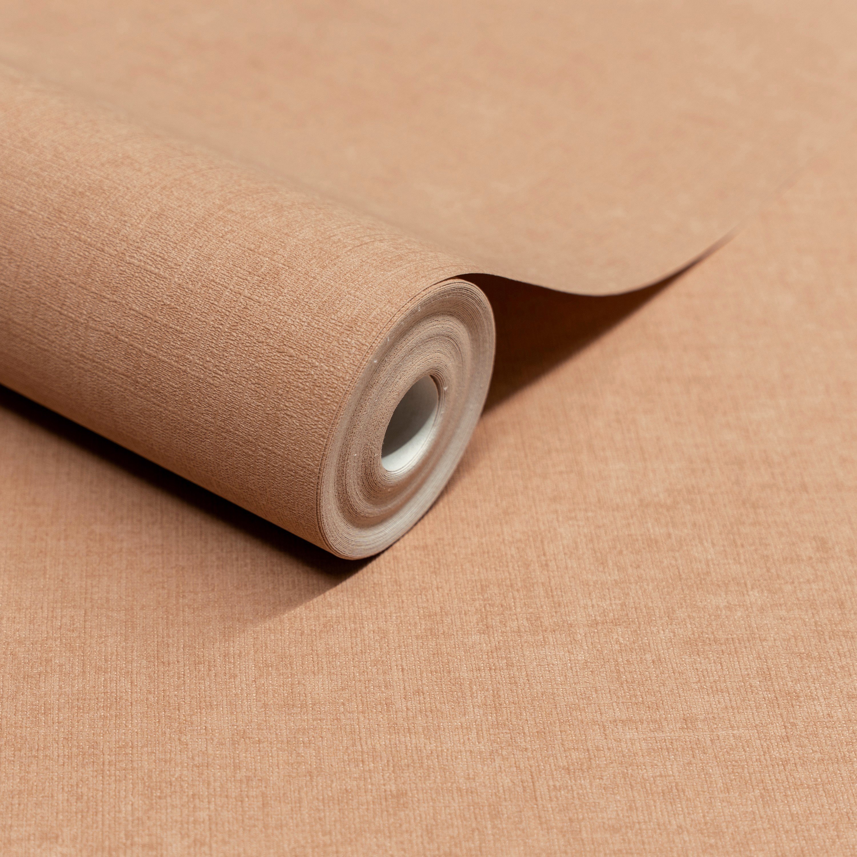Grandeco Solena Brushed Check Weave Hessian Textured Wallpaper - Terracotta