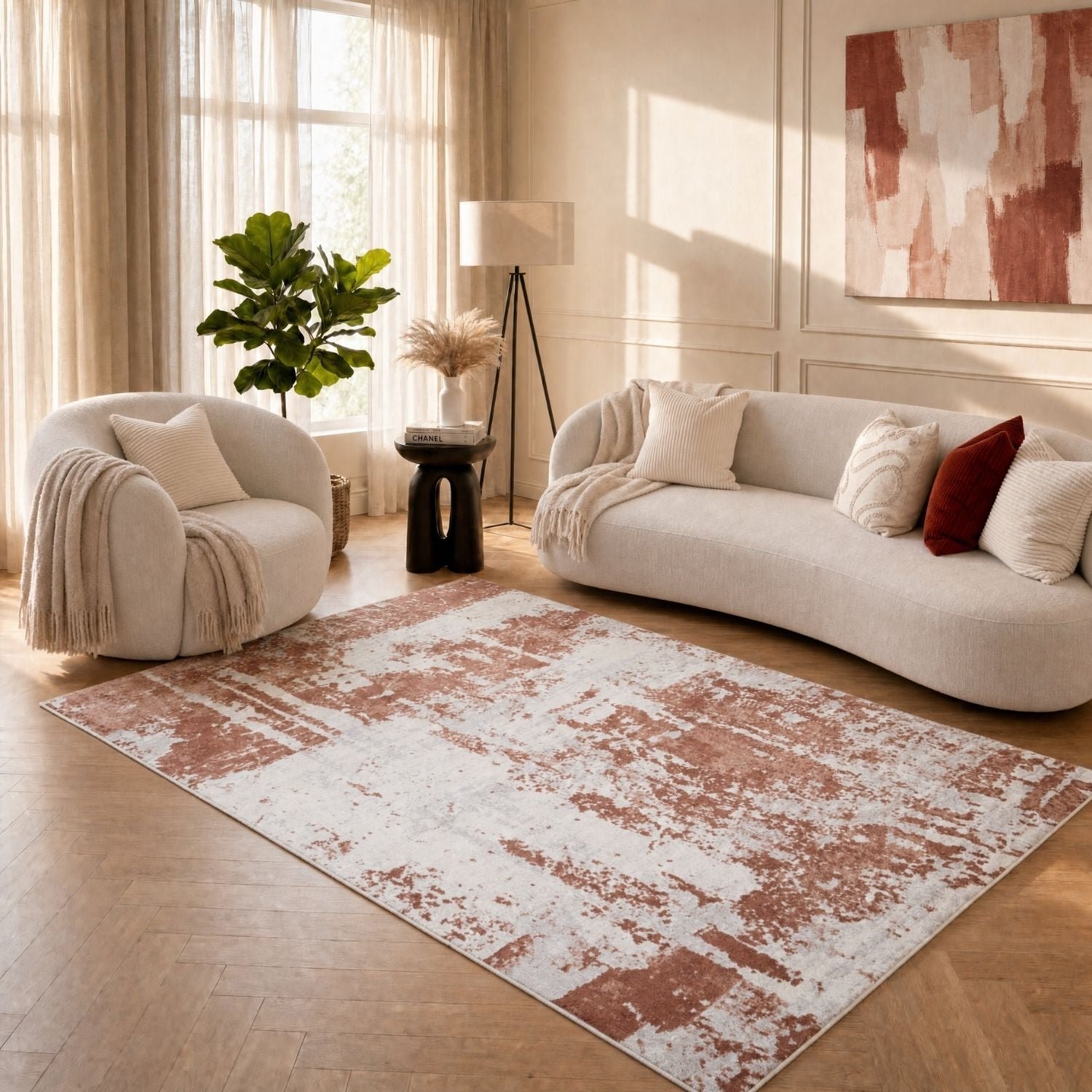 The Rugs Rose Elaris Abstract Weathered Distressed Rug - 80 x 150cm