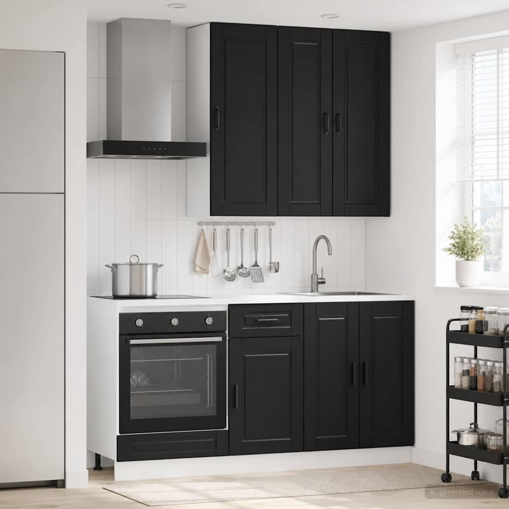 Walplus 5 Piece Engineered Wood Kitchen Unit Set - Black