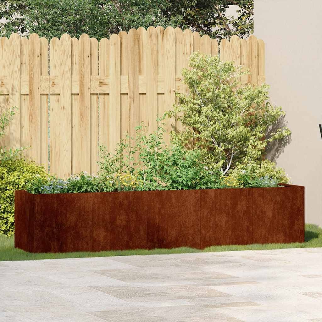 Walplus Corten Steel Garden Planter - Rusty - 200 x 40 x 40 cm