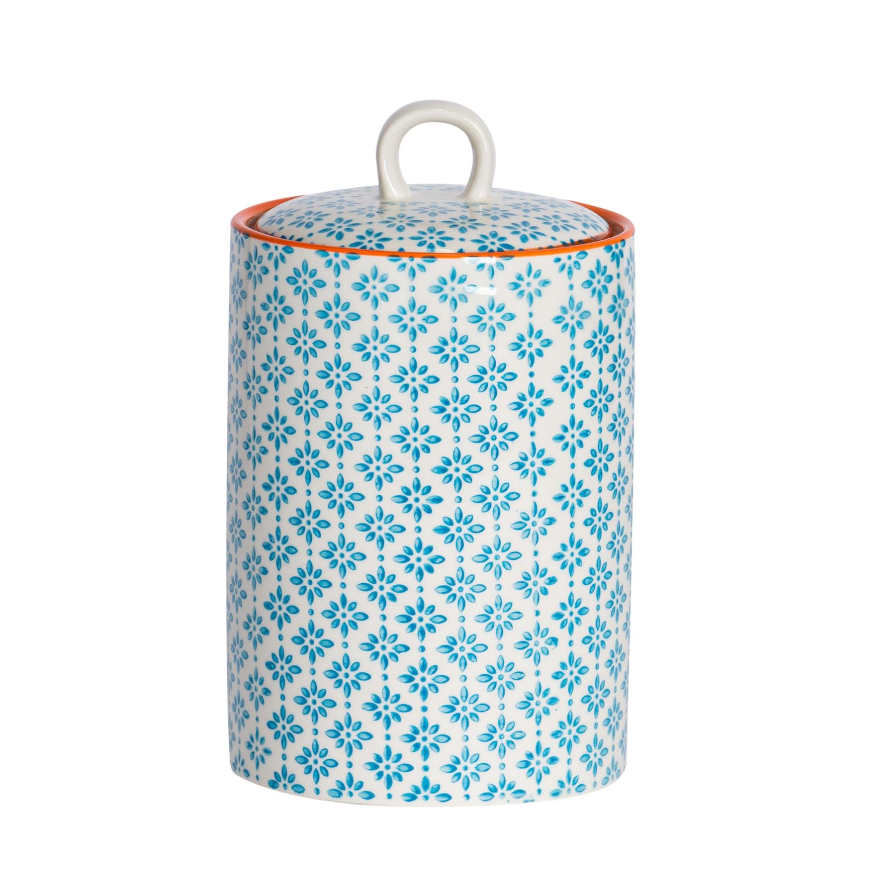 Nicola Spring Hand-Printed Kitchen Canister - Blue