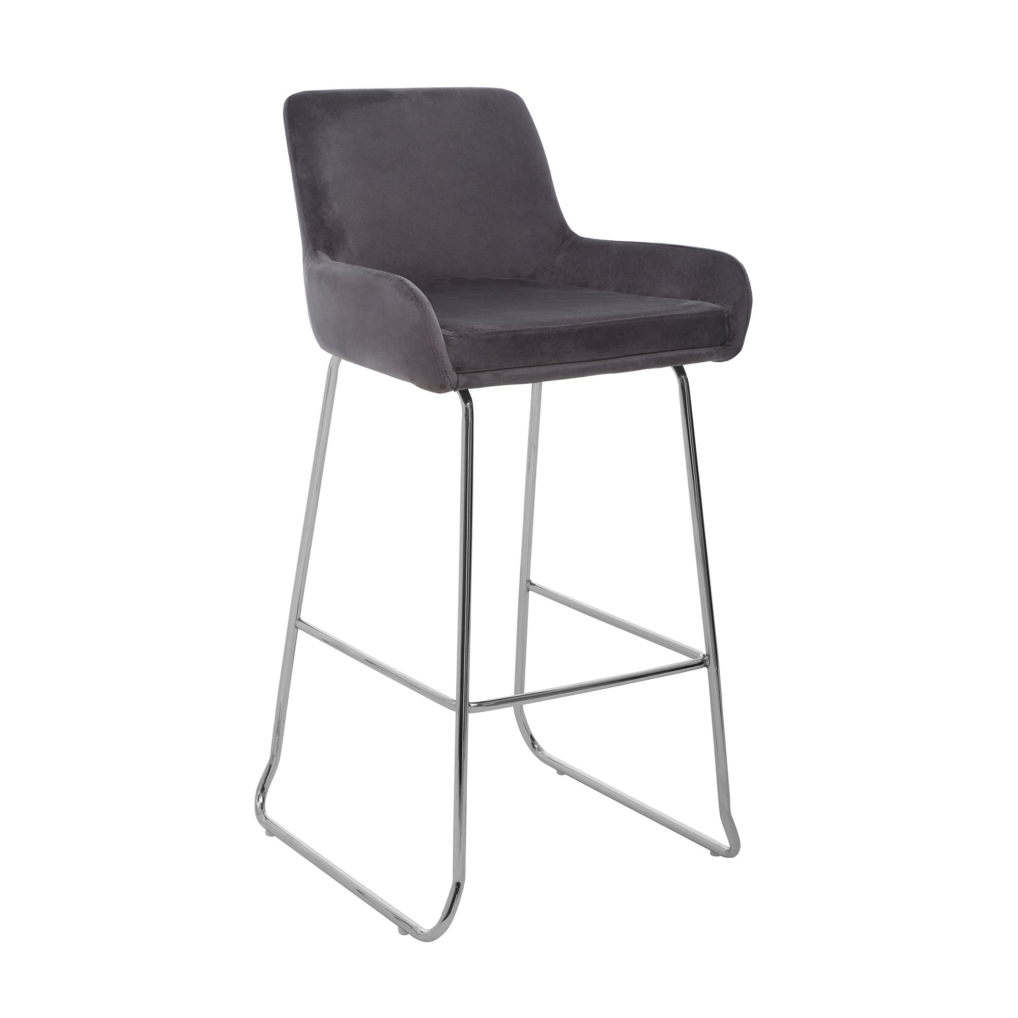 Orsina Tamzin Velvet Bar Chair – Grey and Chrome