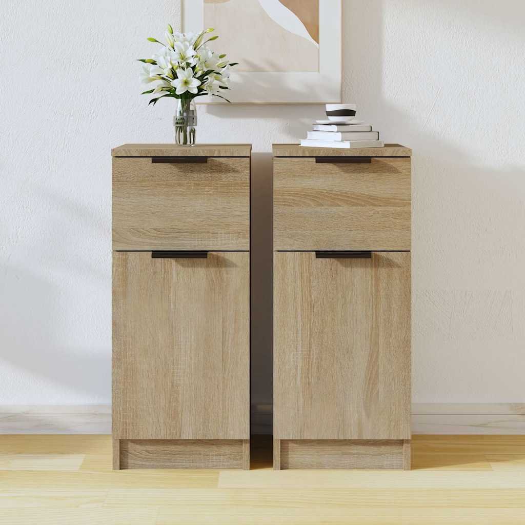 Walplus Pack of 2 Engineered Wood Sideboard - Sonoma Oak - 30 x 30 x 70 cm