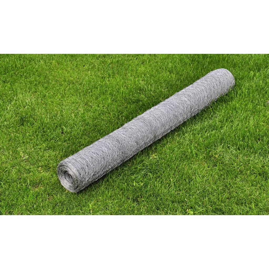 Walplus Galvanised Steel Chicken Wire Fence Galvanised - Silver - 25 x 0.5 m