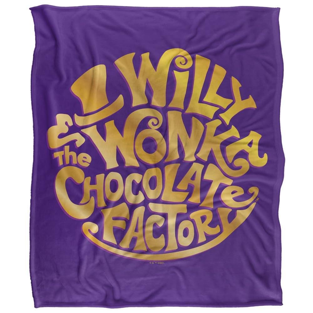 Willy Wonka & The Chocolate Factory Gold Logo Blanket - 152cm x 127cm