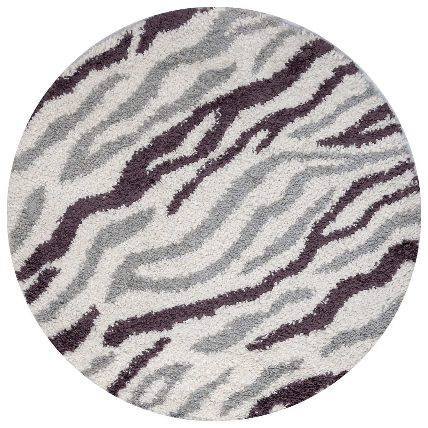 The Rugs Purple Moodi Abstract Round Shaggy Rug - 120cm