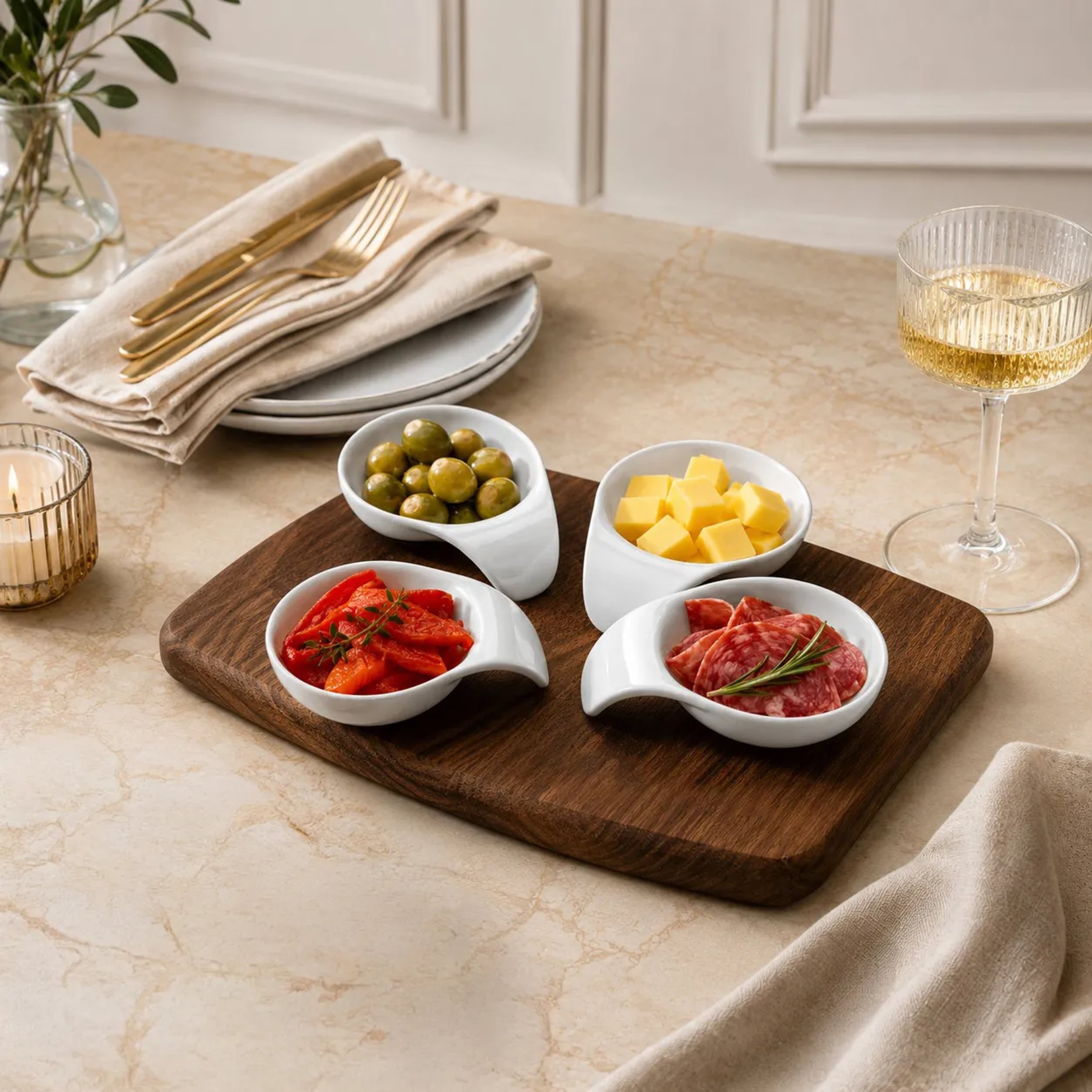Orsina Dela Set Of Four Tapas Serving Dishes – White
