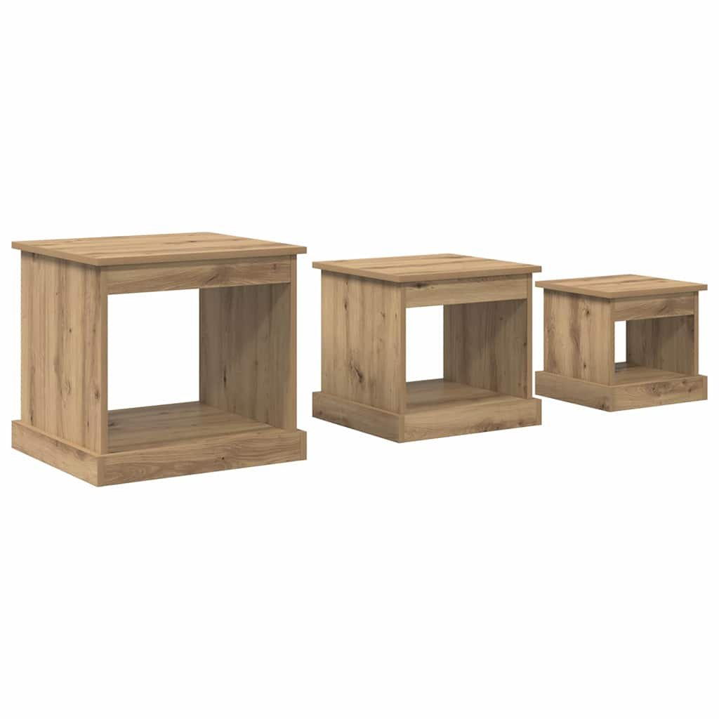 Walplus Pack of 3 Engineered Wood Coffee Table - Artisan Oak - 48 x 45 x 45 cm