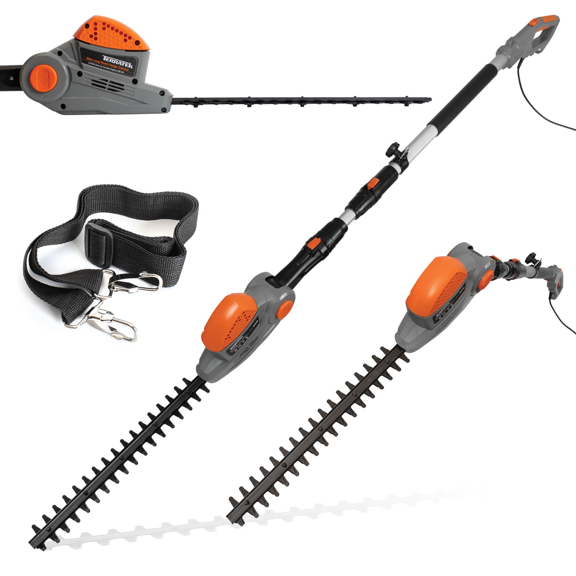 Terratek 550W Electric Corded Pole Hedge Trimmer - 2.5m