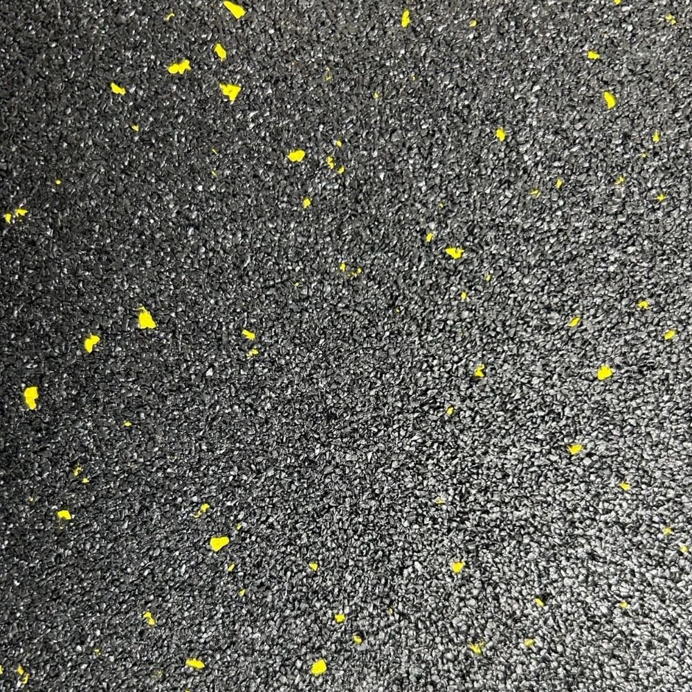 Ark Mat Yellow Fleck 10mm Rubber Crumb Interlocking Gym Floor Tiles - 1m x 1m