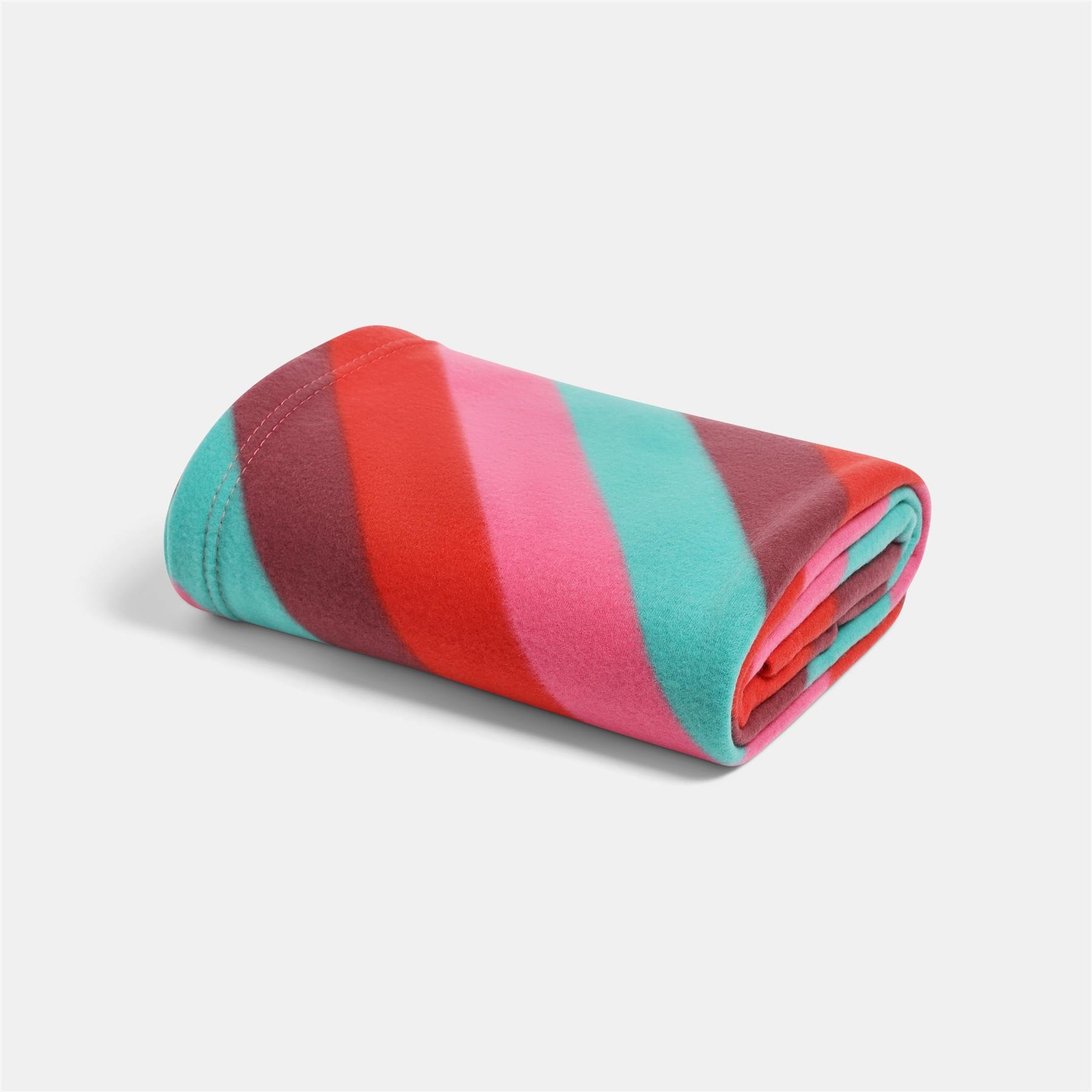 OHS Festive Candy Stripe Polar Fleece Throw - 120 x 150cm - Multi