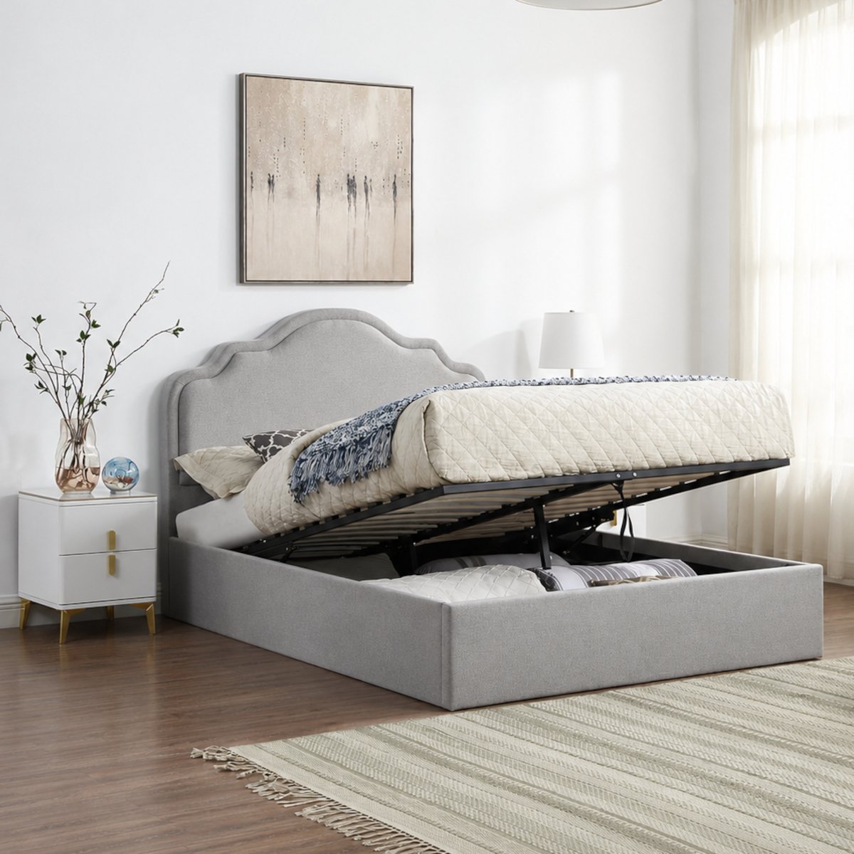 Home Treats Small Double 4ft Madison Ottoman Storage Bed - Grey