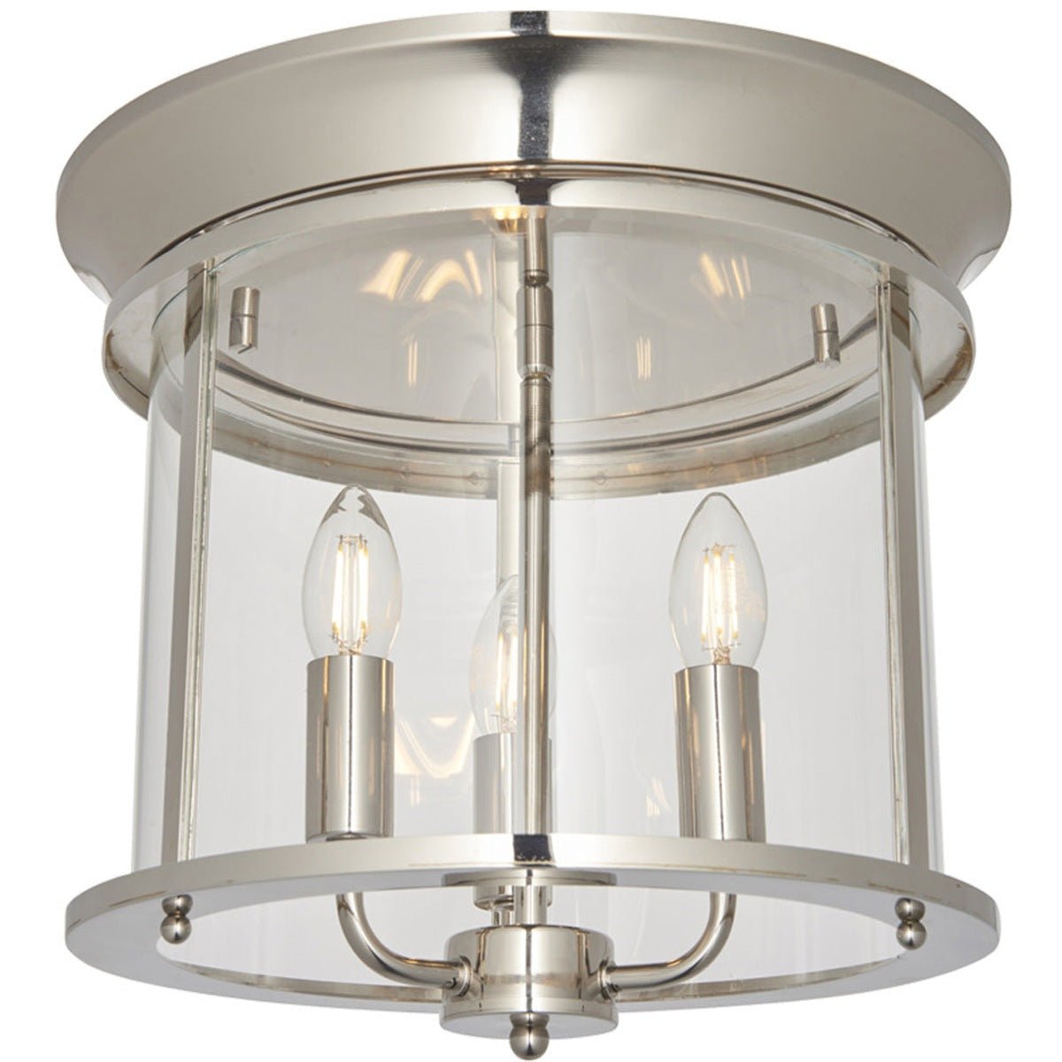 Loops Direct 35.7cm Diameter Semi Flush Ceiling Light - Bright Nickel