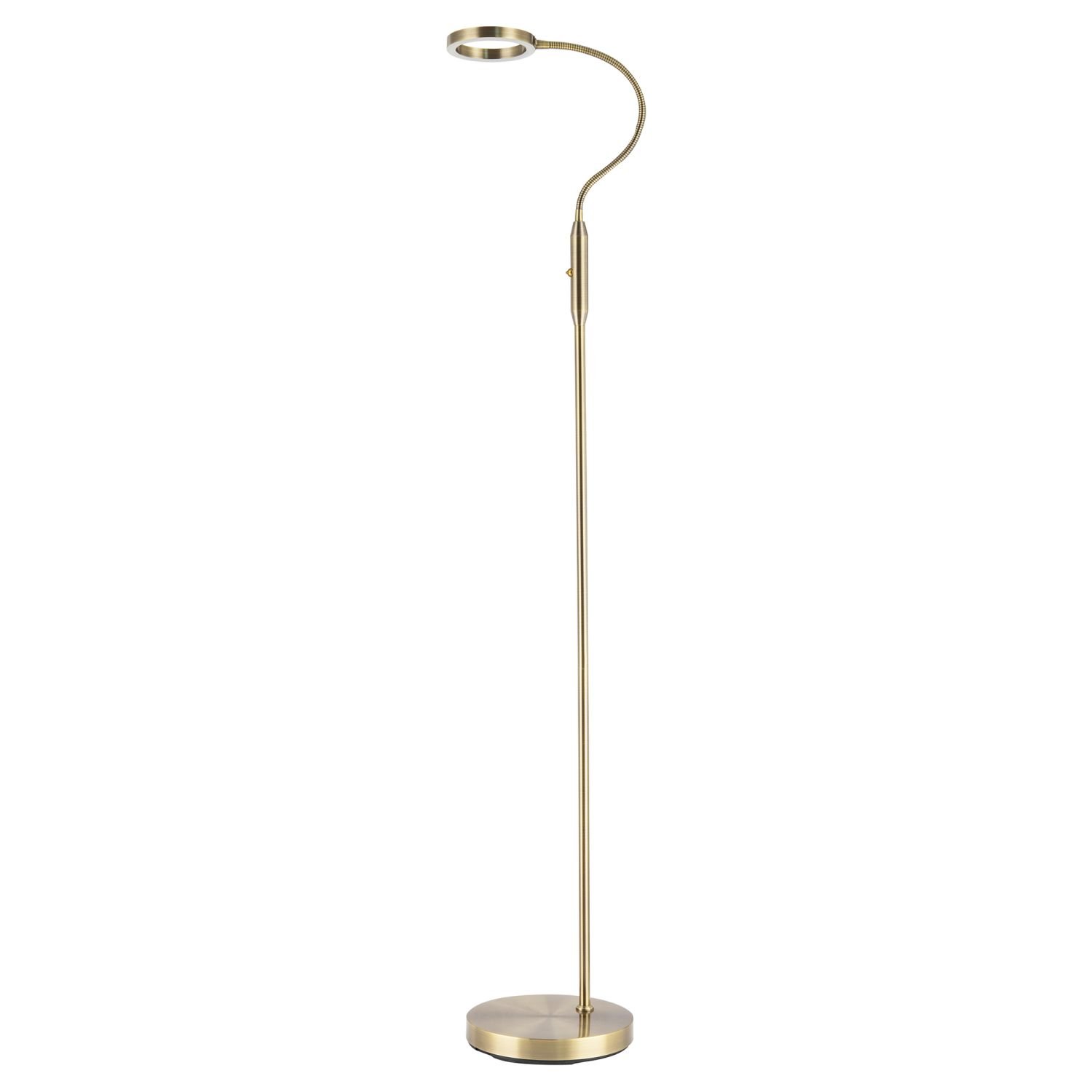 Happy Homewares Antique Brass Task with LED Halo Ring and CCT Floor Lamp - 23cm