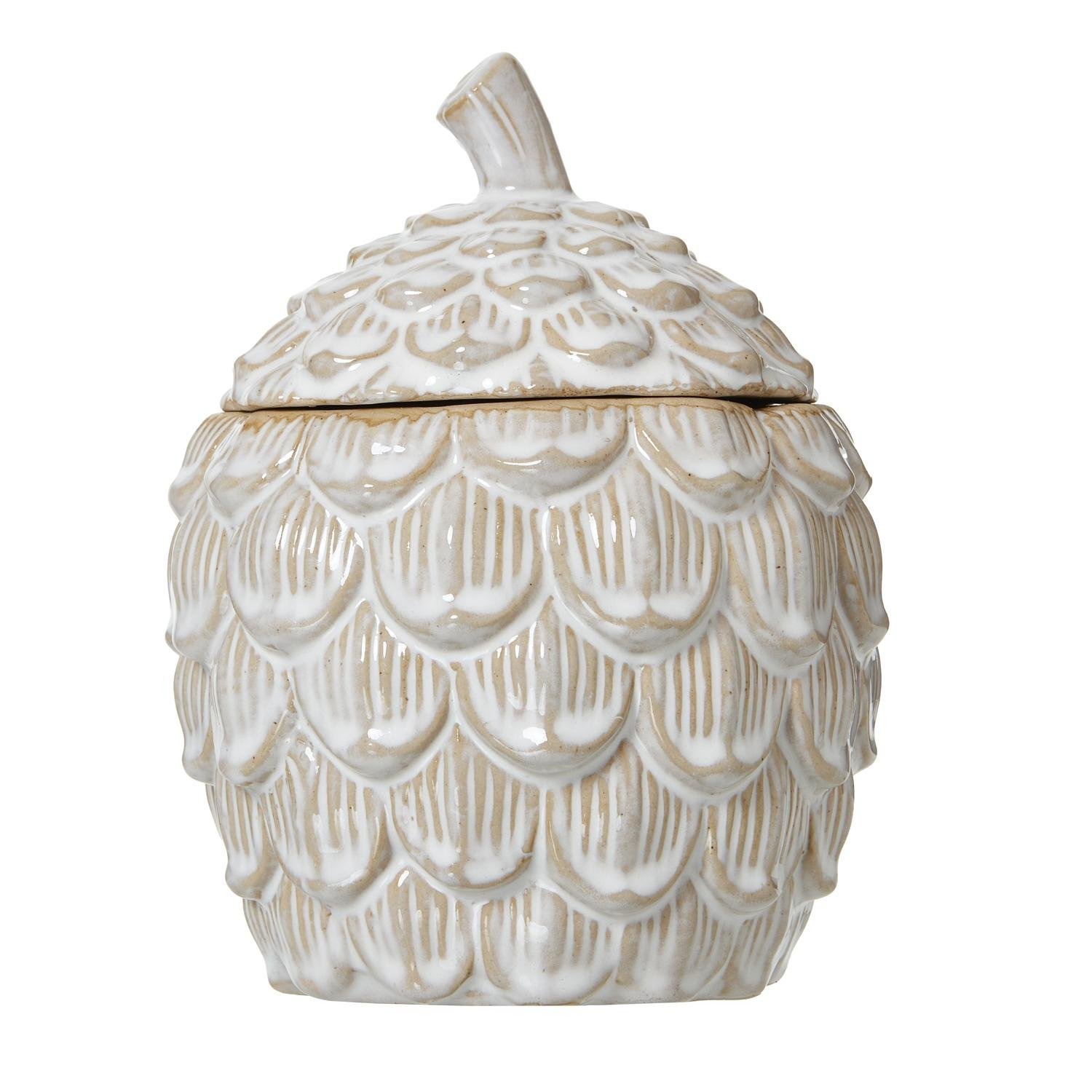 Hill Interiors Pine Cone Ceramic Trinket Dish - 12cm x 10cm x 10cm - White