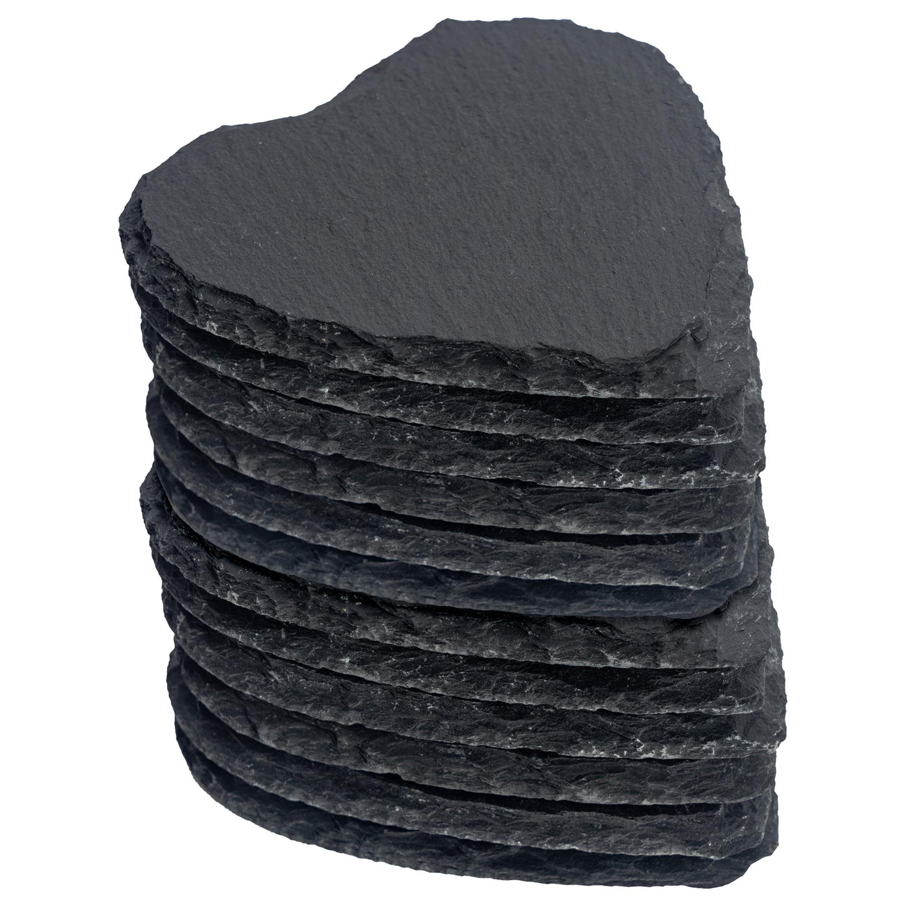 Argon Tableware Heart Slate Coasters - Pack of 12
