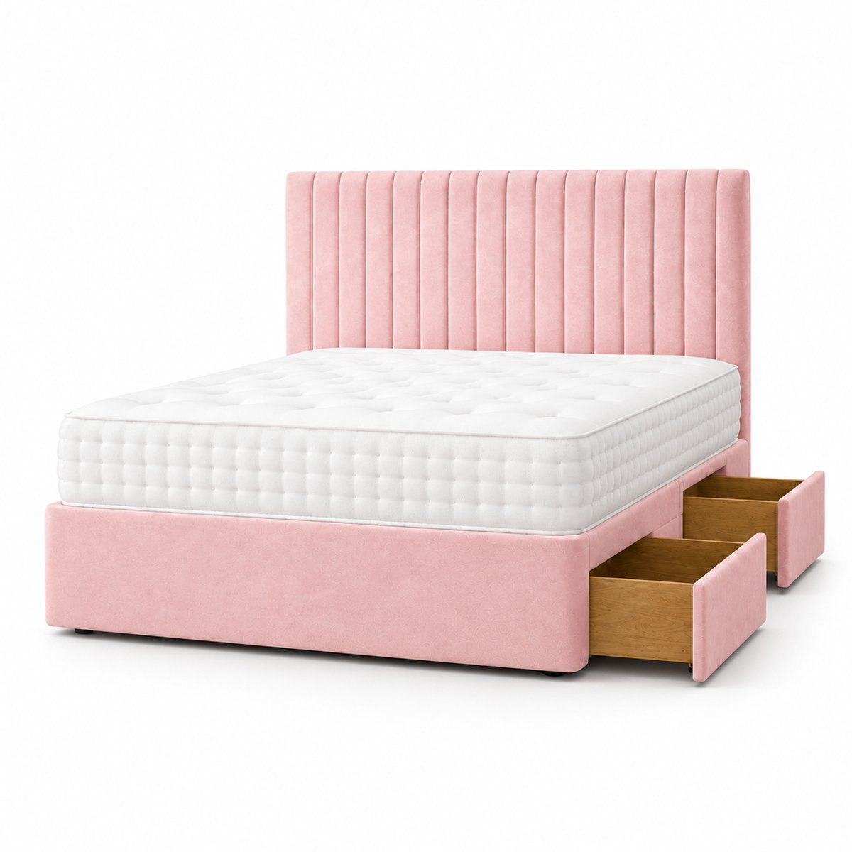 Comfy Deluxe 4ft Small Double    2 Drawer Suede  Divan Bed Set -  Pink