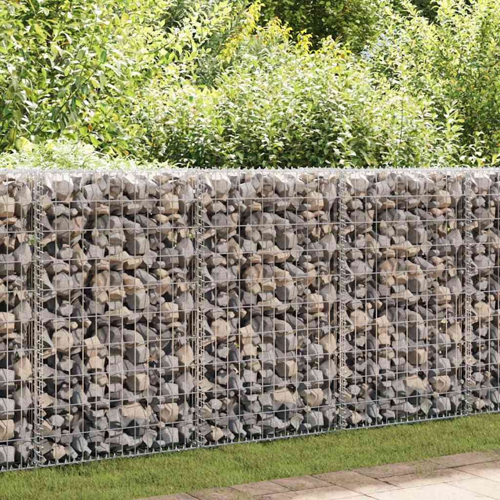 Walplus Galvanised Steel Gabion Wall with Covers - Silver - 60 x 30 x 100 cm