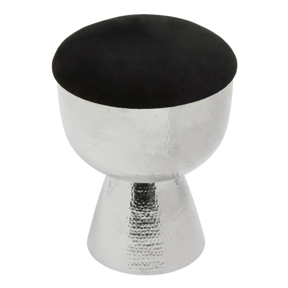 Orsina Jaipur Velvet Finish Stool - Black & Silver