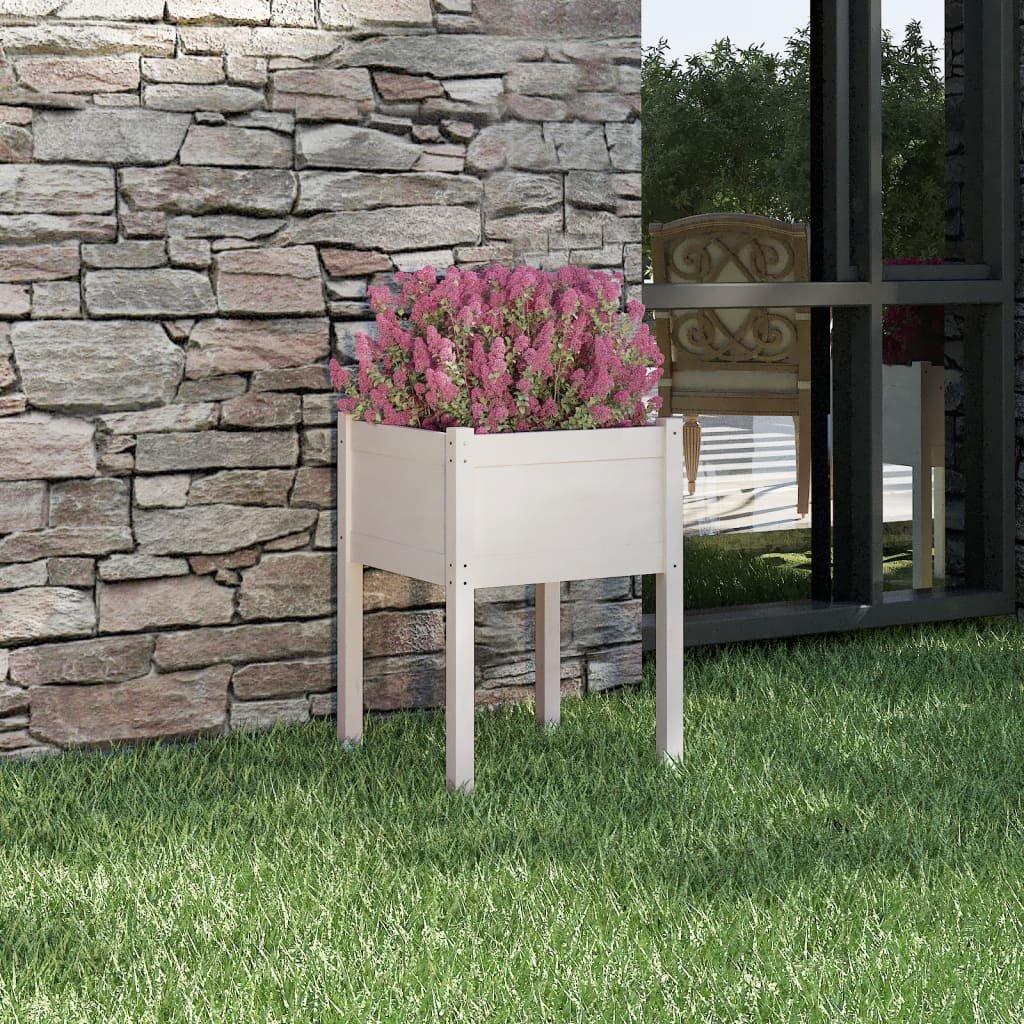 Walplus Wood Garden Planter - White - 50 x 50 x 70 cm