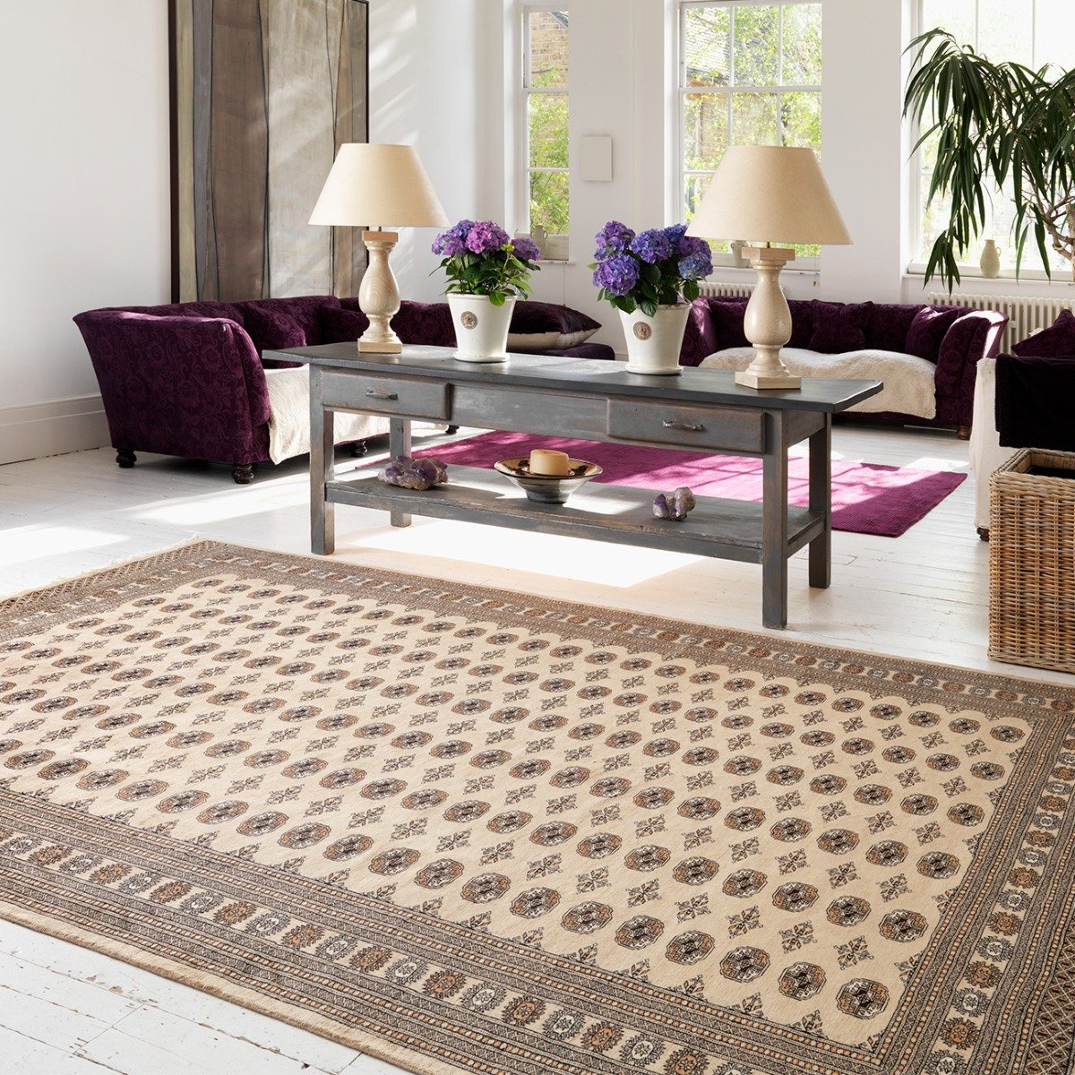 Mega Flooring Beige Traditional Bordered Runner - 60 x 180cm