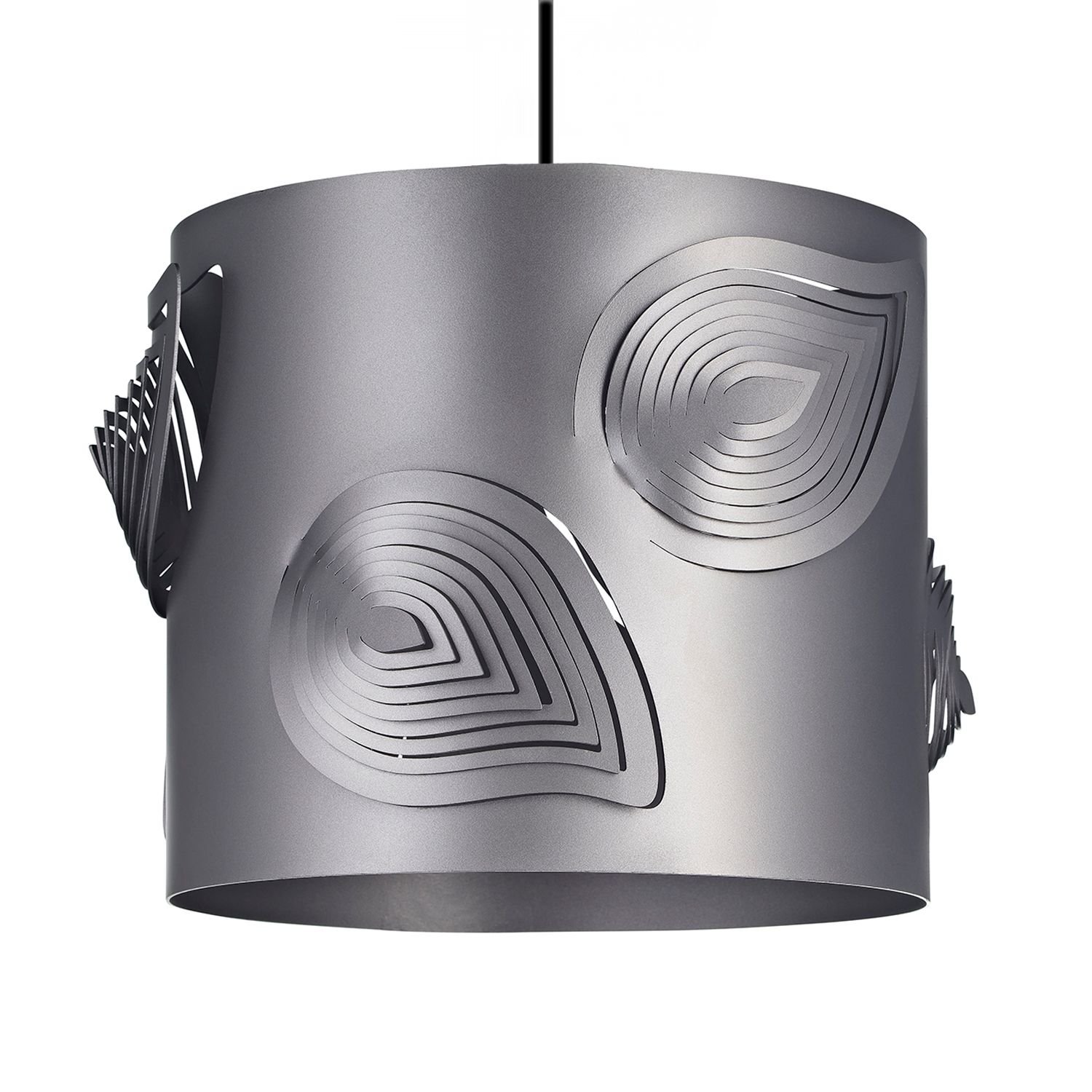 Happy Homewares Grey Solid Metal Easy Fit with Laser Cut Pendant Shade - 30cm