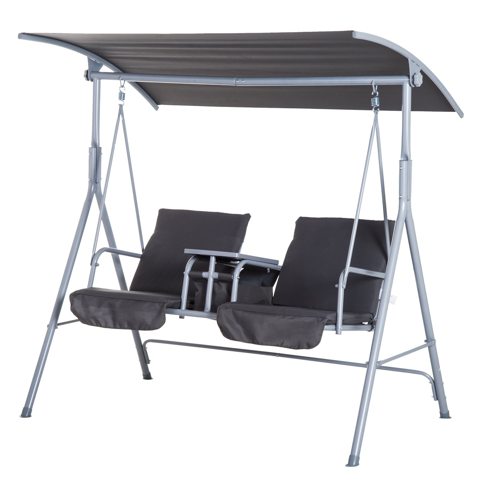 Outsunny 2 Seater Garden Egg Swing Chair with Storage Bag - Grey