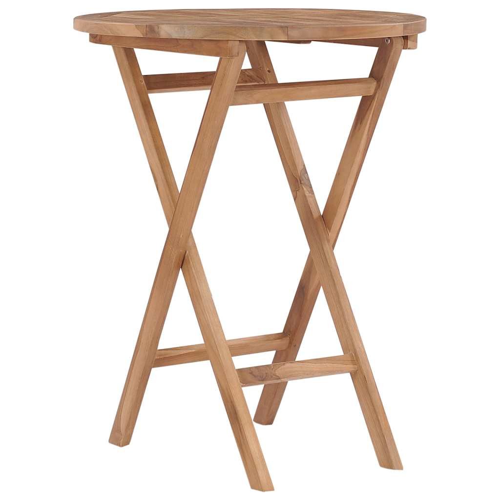 Walplus Solid Teak Wood Folding Garden Table - Brown - 60 cm