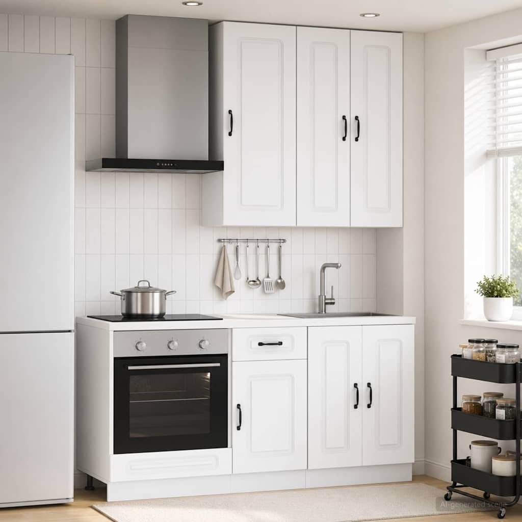 Walplus 5 Piece Engineered Wood Kitchen Unit Set - White