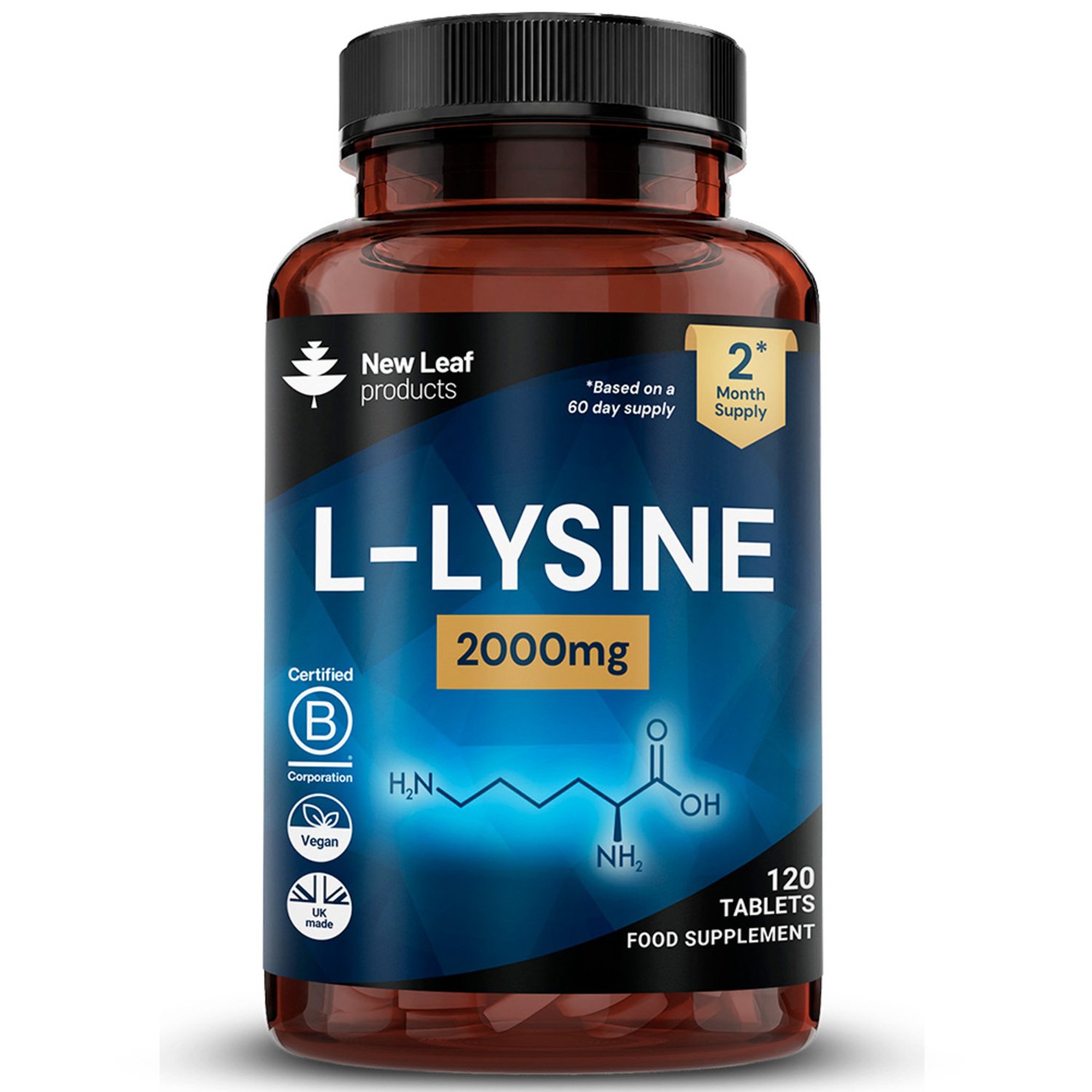 New Leaf L-Lysine HCL 2000mg - 120 Tablets