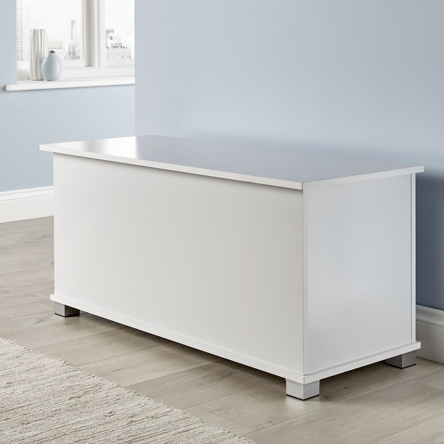 Home Source Malmo 1 Lift-Up Lid Storage Ottoman - White