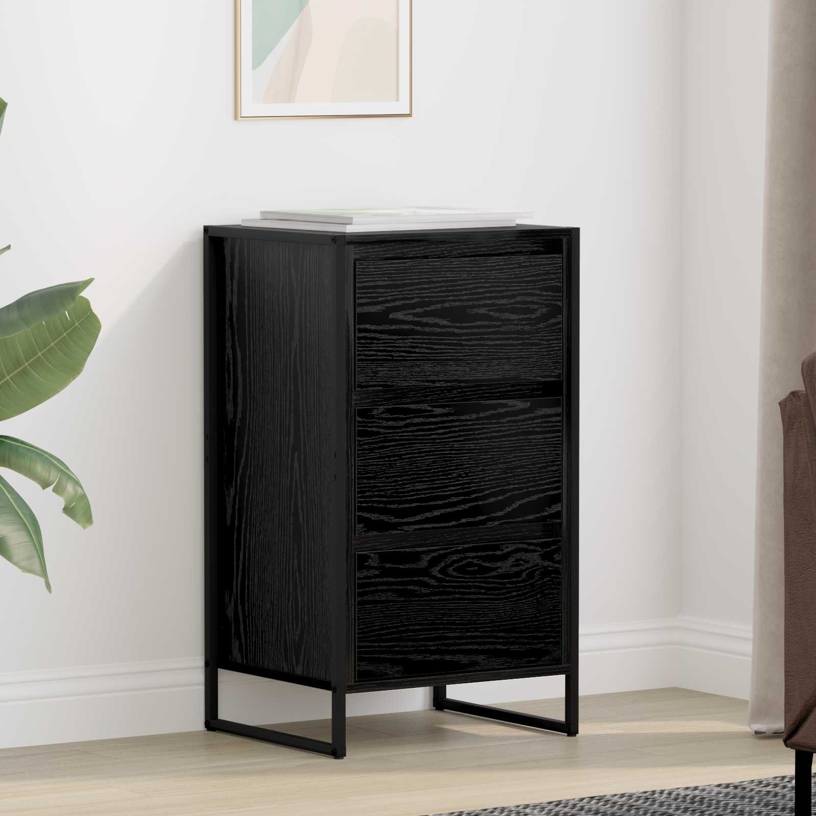 Walplus Engineered Wood Sideboard - Black Ash - 42 x 36 x 75.5 cm