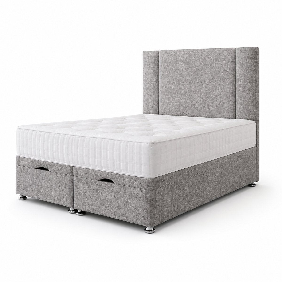 Comfy Deluxe Naples  4ft6 Double  Ottoman End Lift  Bed Set - Silver