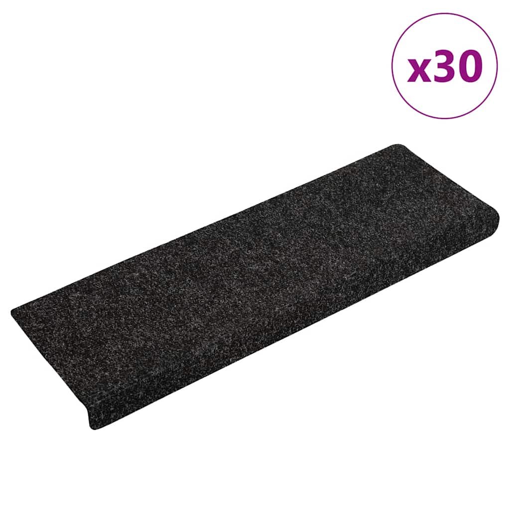 Walplus Pack of 30 Self-Adhesive Rectangular Stair Mats - Black - 65 x 21 cm