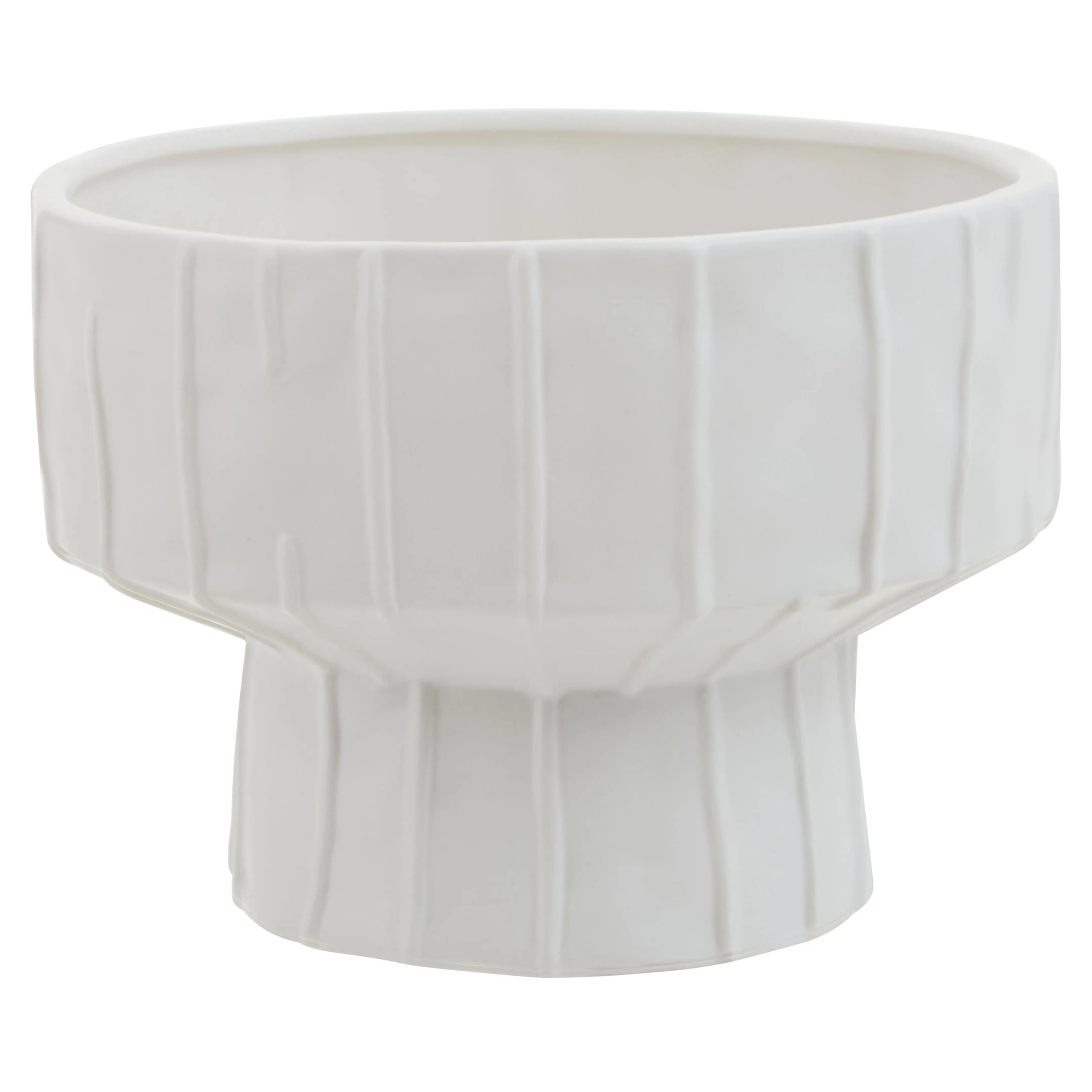 Orsina Fara Ceramic Textured Pedestal Vase - White