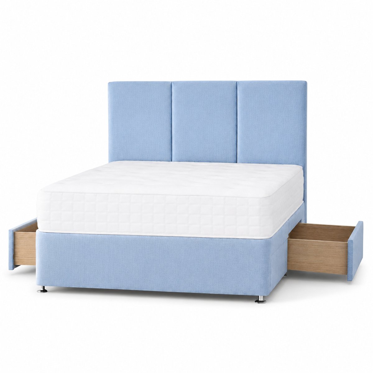 Comfy Deluxe 4ft6 Double  2 Drawer  Plush Velvet Divan Bed Set -  Sky Blue