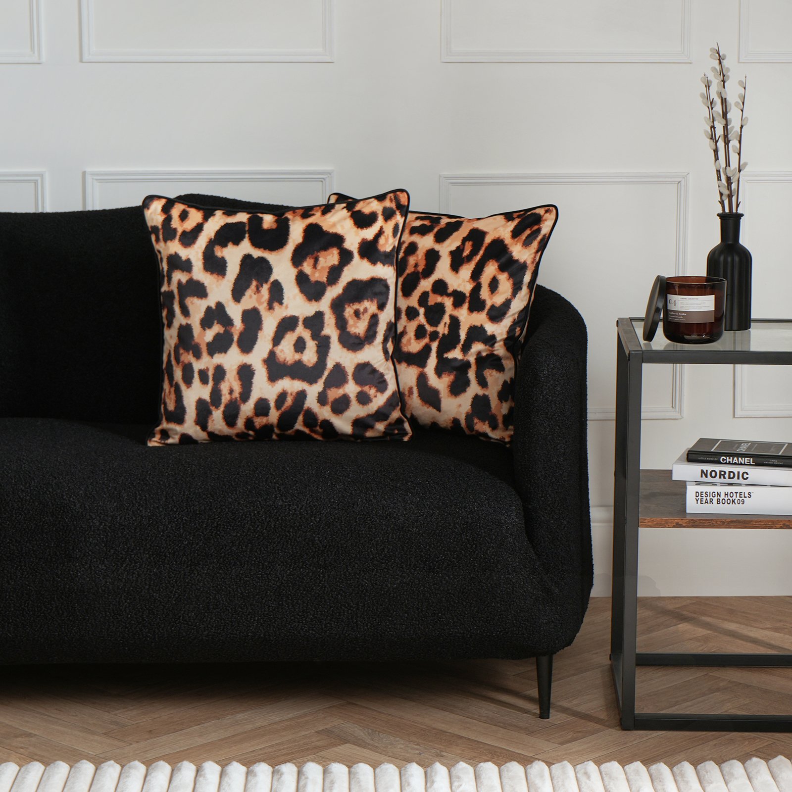 OHS 2 Pack Leopard Print Cushion Covers 45 x 45cm - Brown